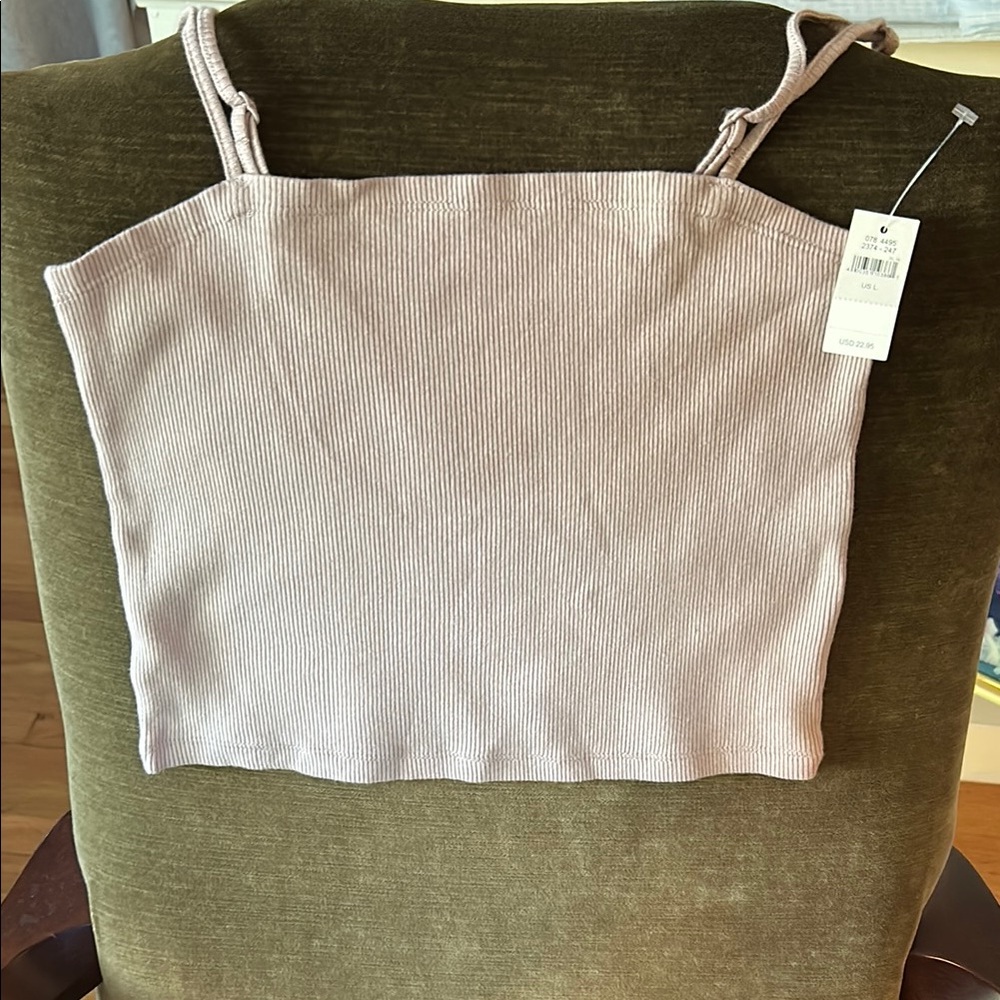 NWT- AERIE Cropped Ribbed Tank Top - Beige